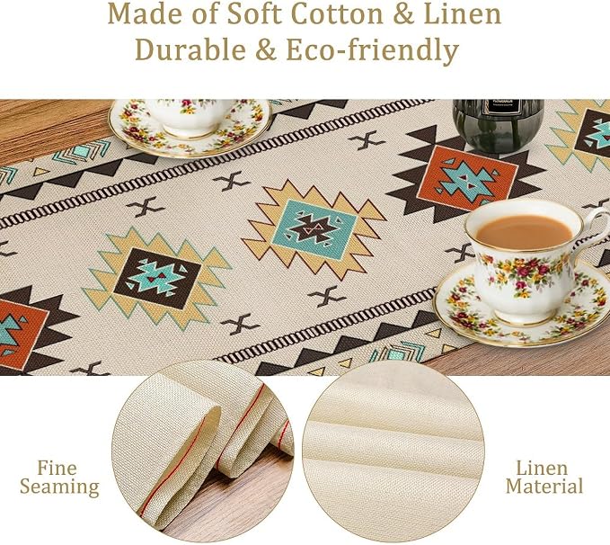 Aztec Southwest Table Runner, Ethnic Style Design Geometric Table Runners Table - Image 5