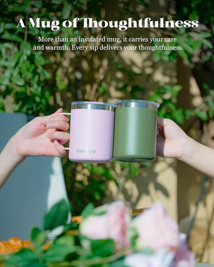 12oz Insulated Coffee Mug with Lid – Includes Two Lids, Stainless Steel Coffee - Image 8