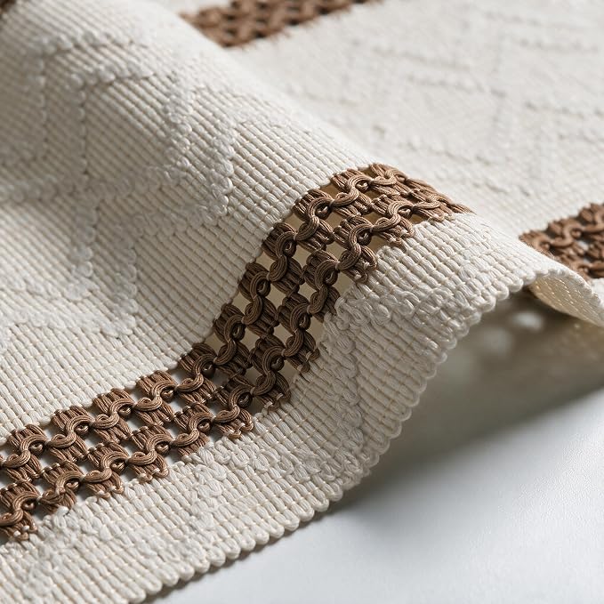 Artoid Mode Coffee Stripe Woven Rustic Table Runner 12x72 Inch | Holiday - Image 6