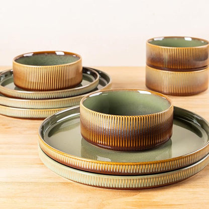 Ceramic Dinnerware Set for 6, 18-Piece Plates and Bowls Set | Lightweight - Image 4