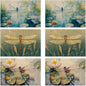Table Placemats Set of 6, Waterproof Linen Fabric, Non-Slip Backing & Easy Clean, Elegant Dining Table Protectors for Family and Guests(Watercolor Dragonfly)