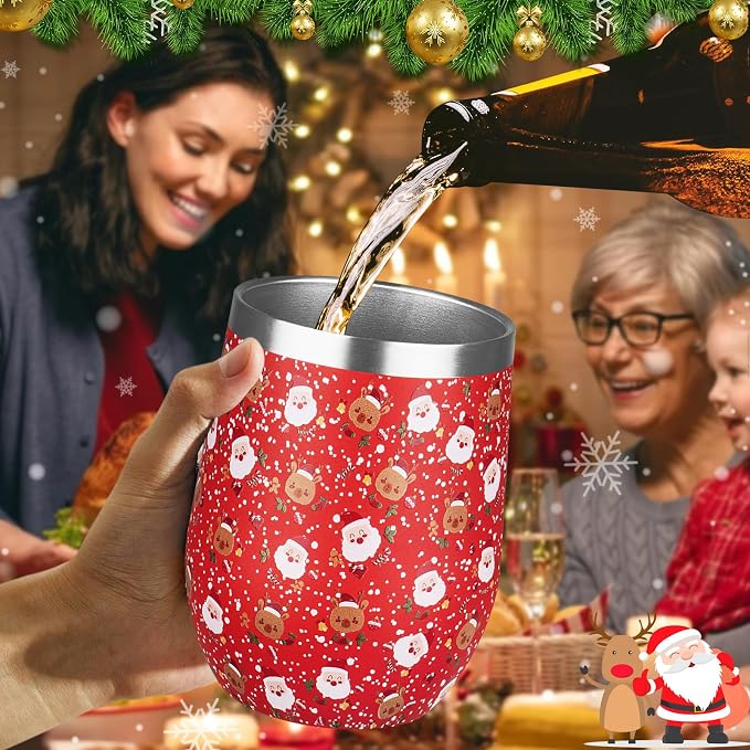 Christmas Wine Tumbler 12 oz Stainless Steel Wine Tumble Insulated Wine Tumbler - Image 6