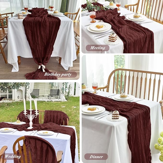 IVAPUPU Burgundy Red Table Runner 120 Inches - Image 6