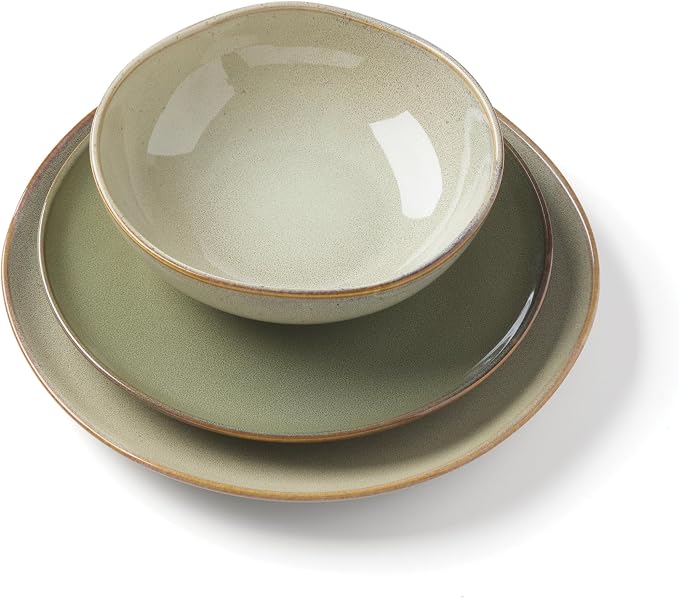 Oneida 897205 Organic Shades 12-Piece Dinnerware Set, Sage Green - Image 6