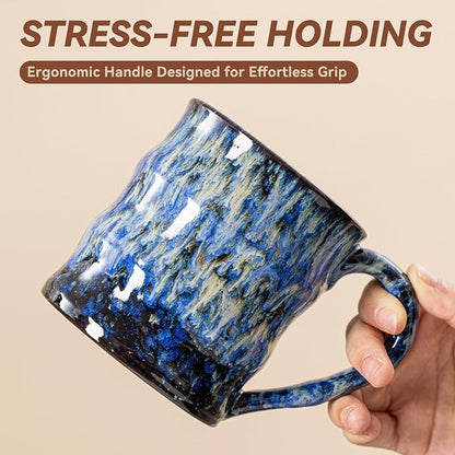 Unique Reactive Glaze Ceramic Coffee Mug - 15 oz Large Coffee Cup - Image 7
