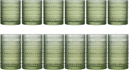 Khen Hobnail Beaded Highball Drinking Tumbler Glasses | Set of 12 | Color - Image 3