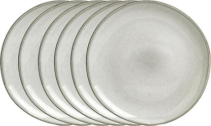 Organic Shape Highland Ceramic Dinner Plates, 6pcs 11.65 Inch Handmade Reactive Glaze Dinnerware Sets with Wavy Edge, for Kitchen, Microwave & Dishwasher Safe, Scratch Resistant-grey