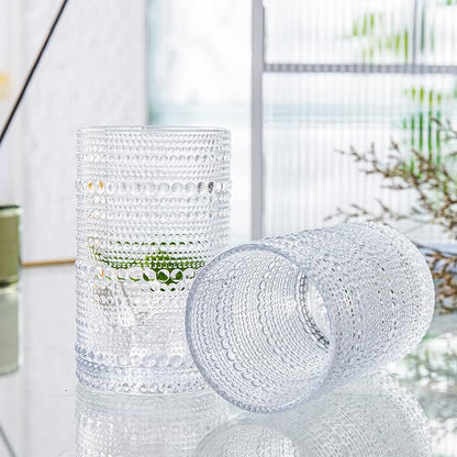 Hobnail Drinking Glasses Set of 4, Art Deco Vintage Glassware, 12 oz Tall - Image 6