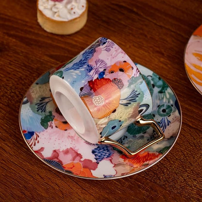 KAMMAK Tea Cups and Saucers Set of 2, Fine Bone China Coffee Cups, 569N | - Image 7