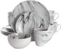 Elama Fine Marble 16 Piece Stoneware Dinnerware Set in Black and White by Elama