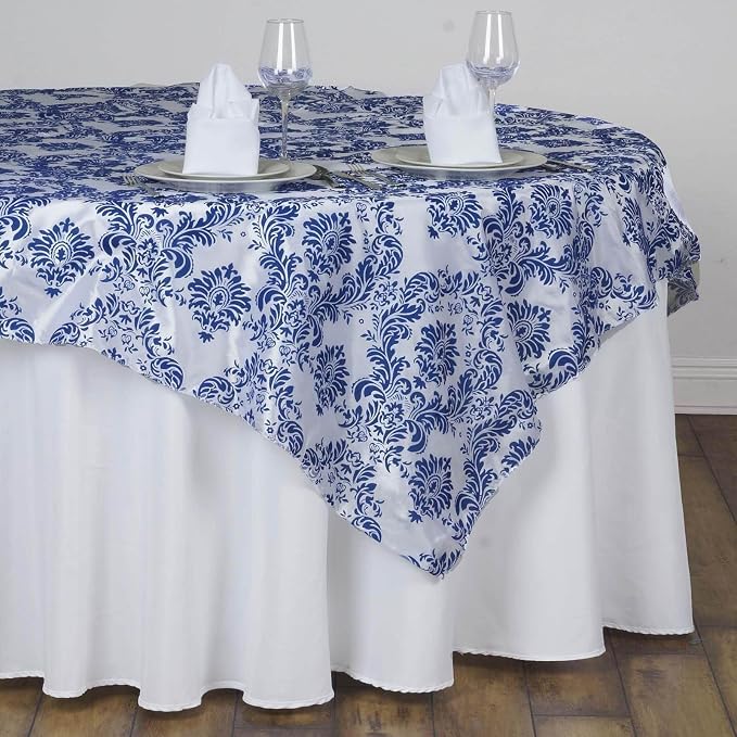 Efavormart Royal Damask Flocking Square Tablecloth Overlay 60"x60" Square - Image 3
