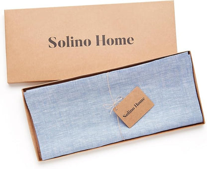 Solino Home 100% Pure Linen Table Runner Chambray Blue, Athena 14 x 48 in | - Image 6