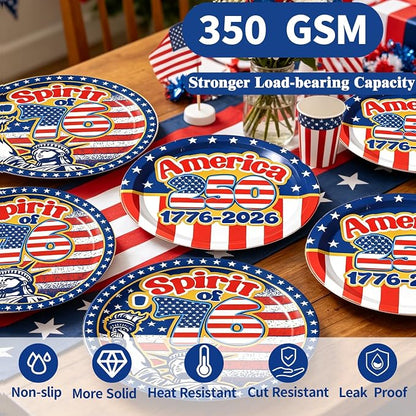 40Pcs Patriotic 4th of July Paper Plates and Napkins Set, 9 Inch Disposable - Image 3
