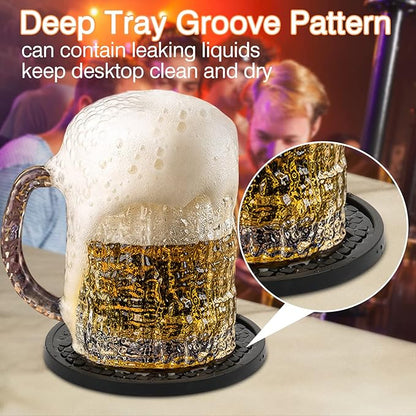 3 Pack Silicone Coasters for Drinks, Thickened Black Coaster - Image 3