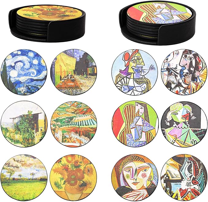 Coasters Set of 12- Van Gogh and Pablo Picasso Style by Unknown