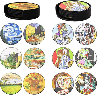 Coasters Set of 12- Van Gogh and Pablo Picasso Style by Unknown