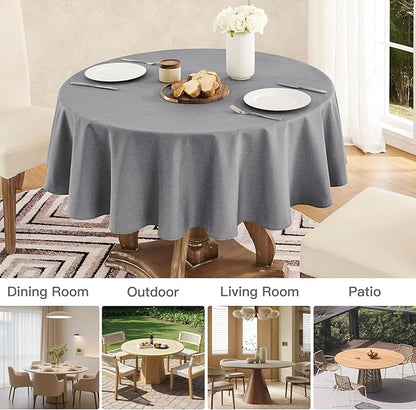 Tablecloth Linen Textured Waterproof & Stain Resistant Table Cloth Wrinkle Free Decorative Fabric Farmhouse Table Cover for Dining/Party/Buffet/Wedding, 60 x 60 Inch, Dark Grey