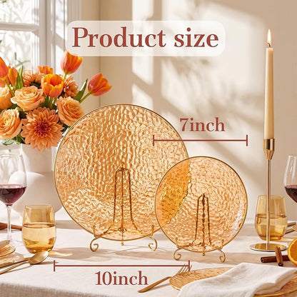 Rubtlamp 60Pcs Orange Plastic Plates, Hammered Plastic Plates Include 30 - Image 2
