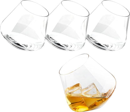 MyGift Spinning Whiskey Glasses Set of 4, Rotating Tilted Old Fashioned Bourbon - Image 5