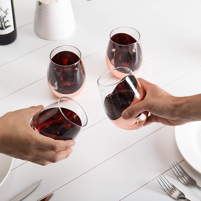MyGift Stemless Wine Glasses Set of 4 - Image 5