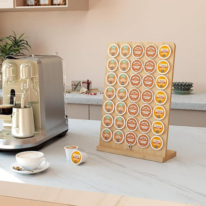 simesove K Cup Holder, Bamboo Keurig Storage Organizer, Holds 35 Pods for Coffee Bars, Offices, and Kitchens, k-cup Pod Holders Display Rack for Countertop