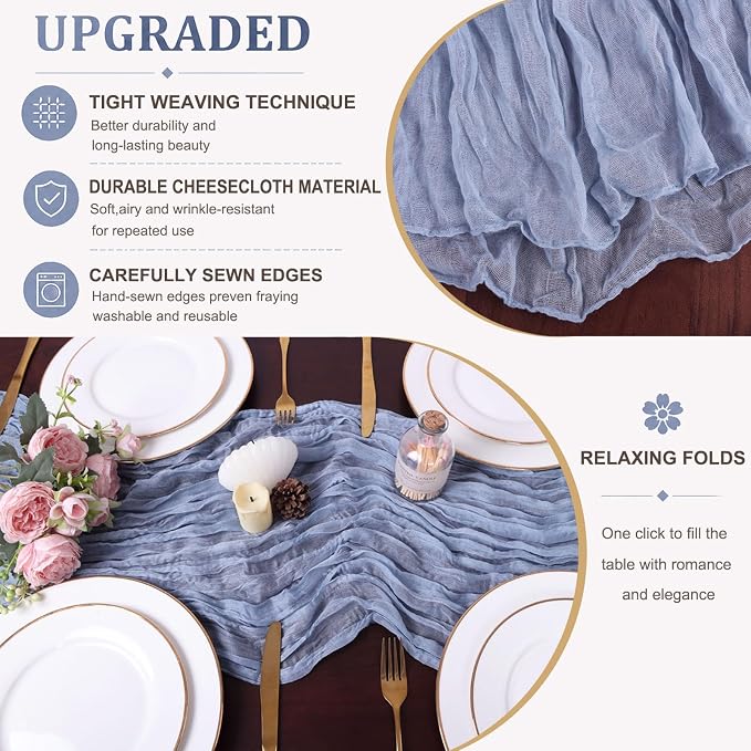 Cheesecloth Table Runner 13.3FT Long Boho Table Runner Vintage Rustic Gauze - Image 5