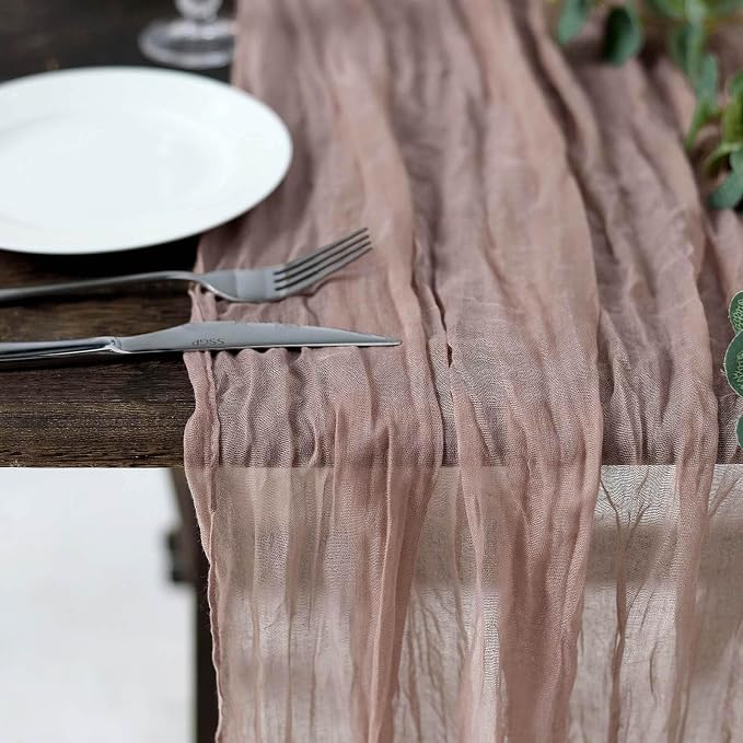 Efavormart 10ft Dusty Rose Cheesecloth Table Runner - Image 2