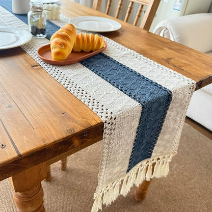 Blue Boho Table Runner for Home Decor - Image 8