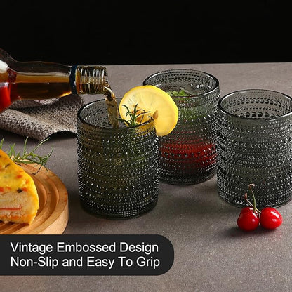 ZMOWIPDL Drinking Glasses Set of 6, 12oz Grey Hobnail Glass Cups | Vintage - Image 7