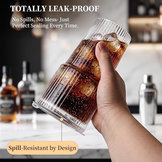 20oz Iced Coffee Cups with Lids and Straws, Smoothies - Image 6