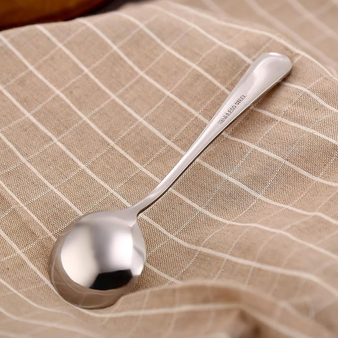 VANRA 4-Piece Children Spoons Round Stainless Steel Kids Dinner Spoons Child - Image 3