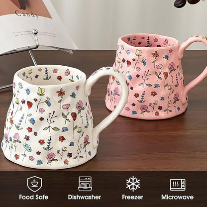 Large Ceramic Coffee Mug Cute Flower - Image 4
