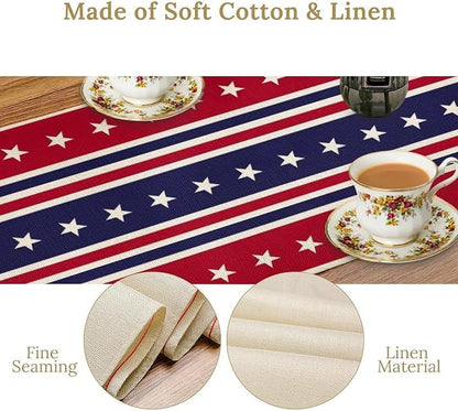 4th of July Table Runner, USA Flag Stars Stripes American Independence Day Red - Image 6