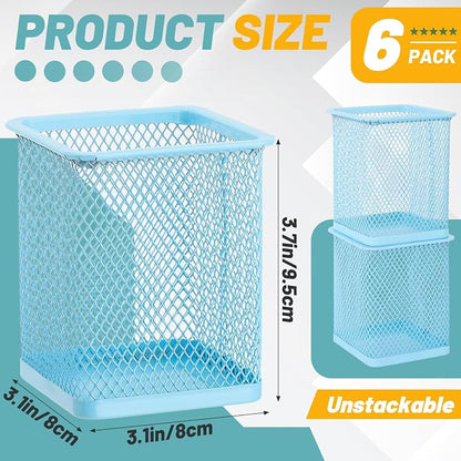Segarty Pencil Holder, 6 Pack Square Light Blue Pen Holder - Image 2