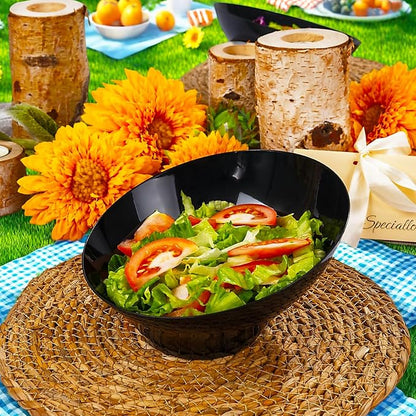 bUCLA 12 Pack Black Plastic Serving Bowls - 20 OZ Angled Bowls Disposable - Image 5