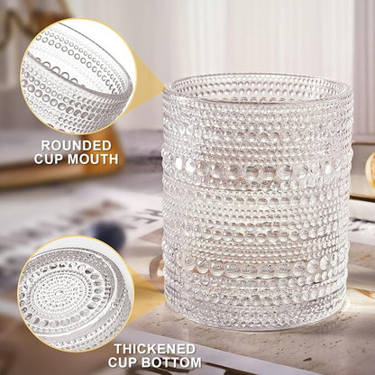 OPAYLY hobnail Drinking Glasses Old Fashion Glass 10oZ rocks glasses Set of 4 - Image 4