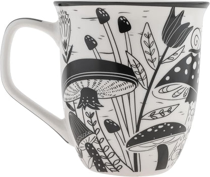 Karma Gifts 14 oz Black and White Boho Mug Mushroom - Image 2