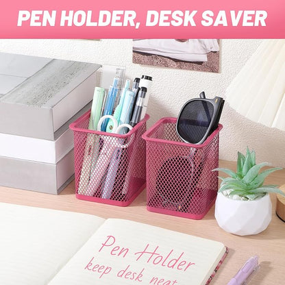Segarty Pen Cup, 6 Pack Square Dark Pink Pen Holder - Image 5