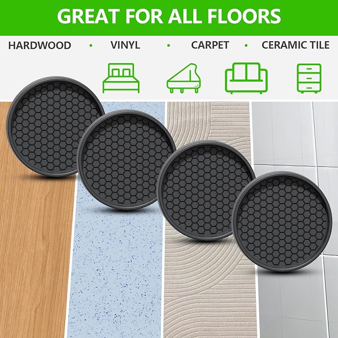 Non Slip Furniture Pads- 4PCS 3" Round Anti Skid Grippers Floor Protectors | - Image 6