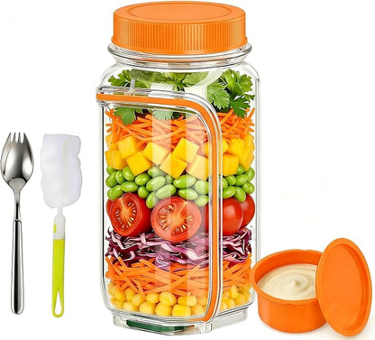 35oz Side Opening Mason Salad Jar | 1000ml Leakproof Portable Salad Container by Unknown
