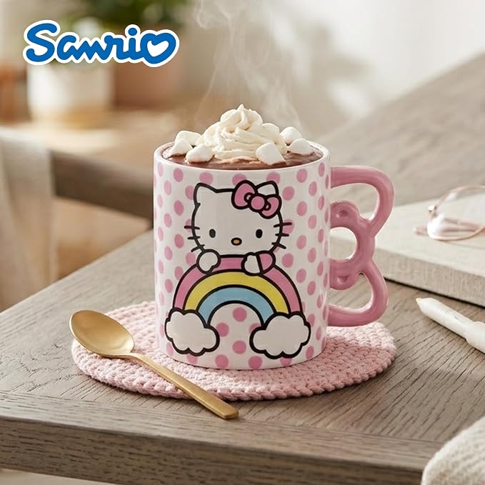 Silver Buffalo Sanrio Hello Kitty Rainbow, 3D Sculpted Handle Mug, 20oz | Polka - Image 5