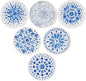 AD Set of 6 Coasters for Drinks Absorbing Round Ceramic Stone Coaster with Cork Base,Tabletop Protection Mat for Mugs and Cups,Office,Kitchen (Indigo Blue 2)