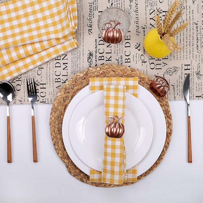 wonlex Fall Napkin Rings Set of 6, Pumpkin Napkin Holders Ring - Image 2