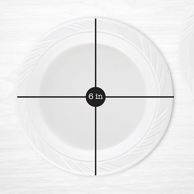 100 Count Disposable 6 Inch White Plastic Dessert Plates - Image 2