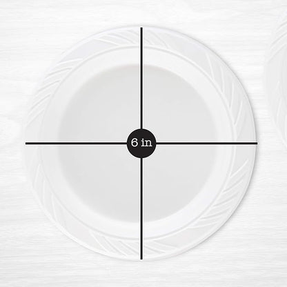 100 Count Disposable 6 Inch White Plastic Dessert Plates - Image 2