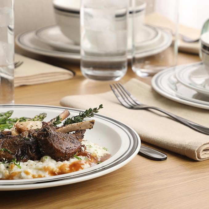 Gibson Home Hometown Diner 12-Piece Porcelain Dinnerware Set, Round Plates and - Image 5