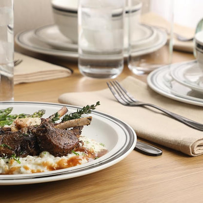 Gibson Home Hometown Diner 12-Piece Porcelain Dinnerware Set, Round Plates and - Image 5