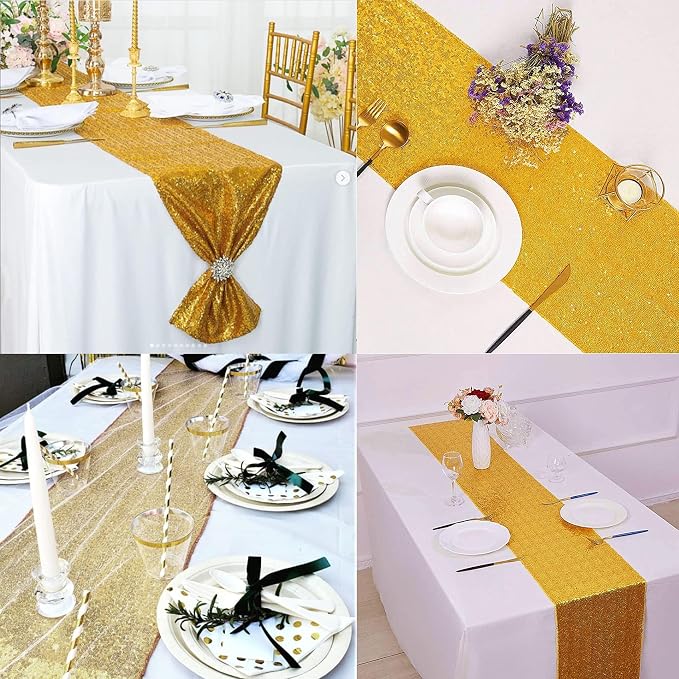 12 Packs 12 X 72 Inch Sequin Table Runner Glitter Dining Table Runner - Image 9