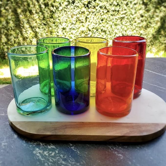 Rainbow Colored 14 oz Drinking Glasses, Recycled Glass, Toxin-Free - Image 7