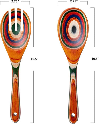 Pakkawood Salad Tongs, 10.5 inch wooden Spoons, Serving utenstil colorful wood - Image 7